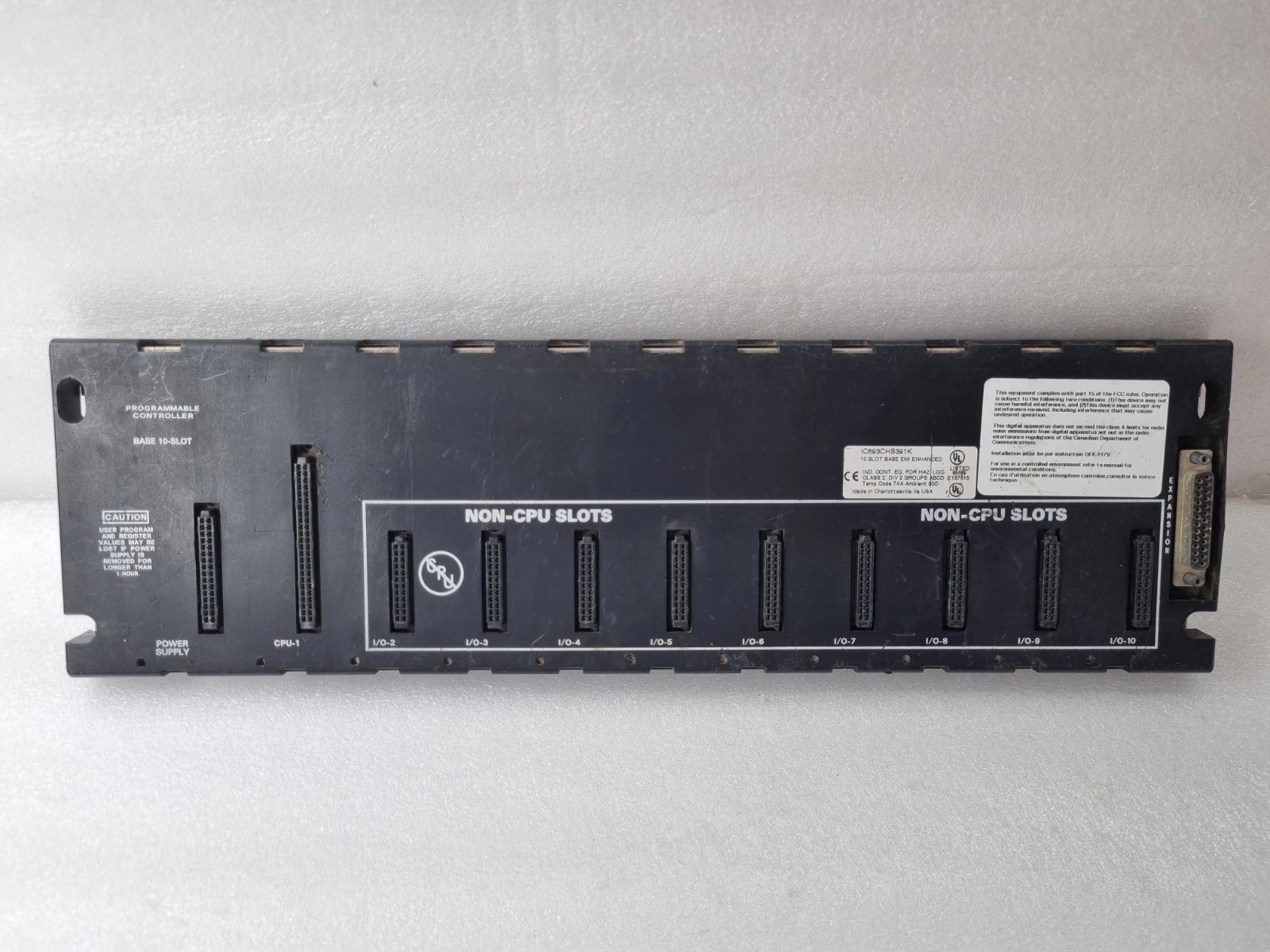GE FANUC IC693CHS391K 10 SLOT BASE EMI ENHANCED BASE UNIT MADE IN USA